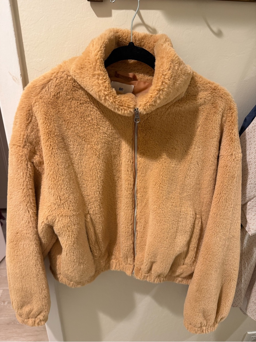 bp Faux Teddy Zip-Up Jacket in Camel Tan
